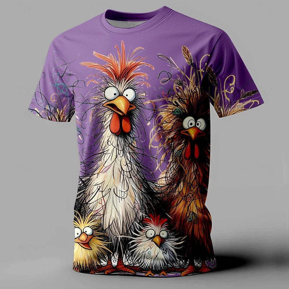 Funny Men's Oversized T-Shirt with Animal Chicken Print - Casual Summer Tee - Buy Center US