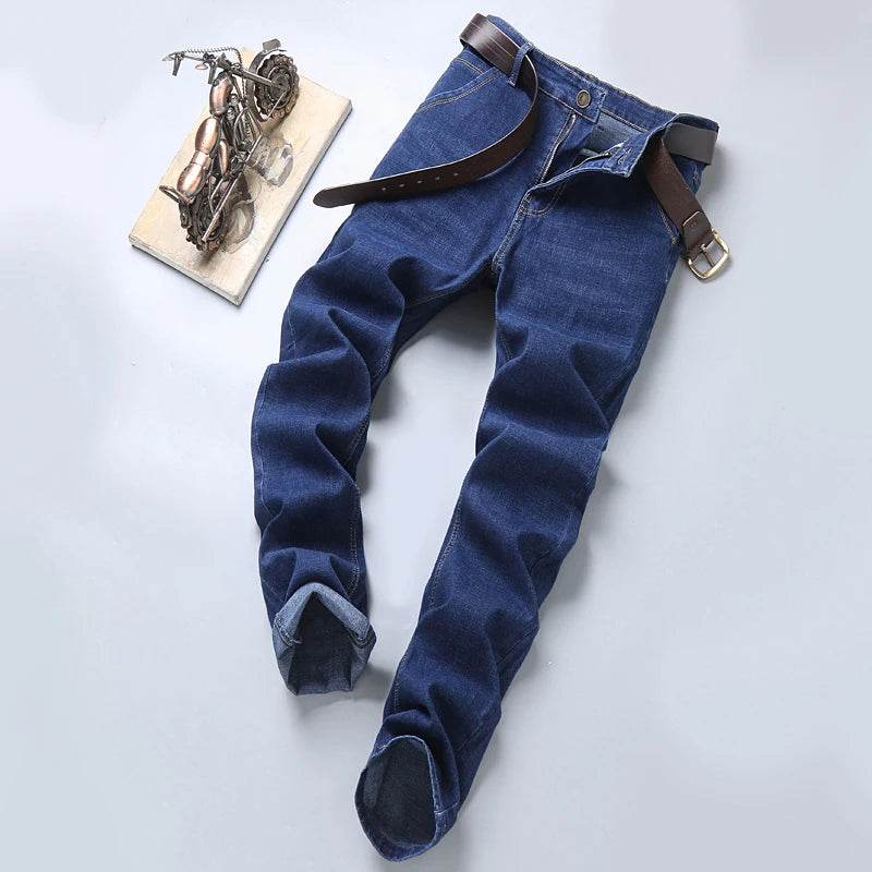 Men's Casual Business Jeans - Thin Fit, Comfortable High Waisted - Buy Center US