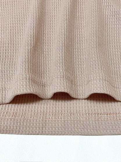 Women's Waffle Textured Shorts Set - Breathable O-Neck Crop Top - Buy Center US