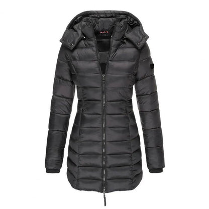 Korean Style Women's Quilted Cotton Coat - Hooded, Warm Parka - Buy Center US