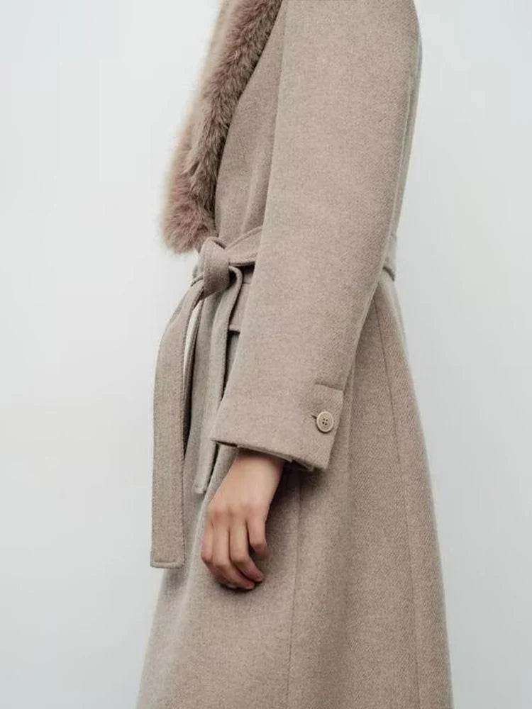 Women's Faux Fur Collar Coat - Autumn Winter Fashion by RainbowDay - Buy Center US