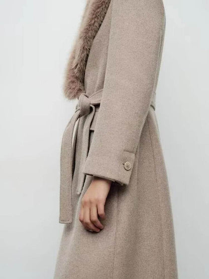 Women's Faux Fur Collar Coat - Autumn Winter Fashion by RainbowDay - Buy Center US