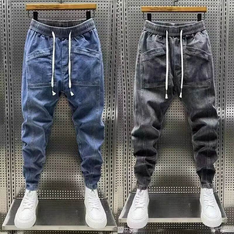 2024 Spring Autumn Men's Loose Drawstring Denim Jeans for Casual Wear - Buy Center US