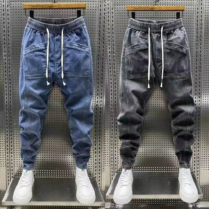 2024 Spring Autumn Men's Loose Drawstring Denim Jeans for Casual Wear - Buy Center US