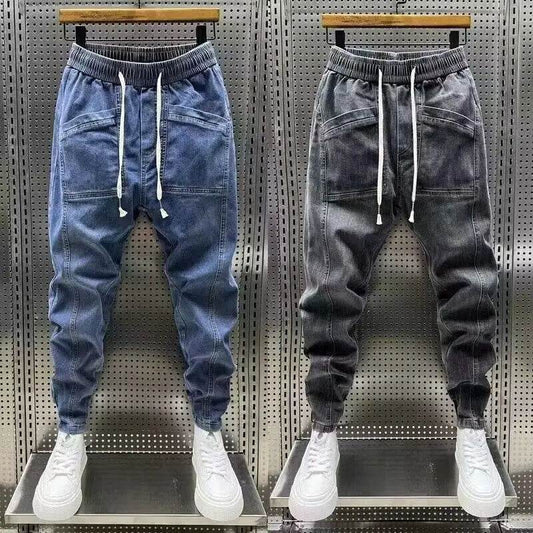 2024 Spring Autumn Men's Loose Drawstring Denim Jeans for Casual Wear - Buy Center US