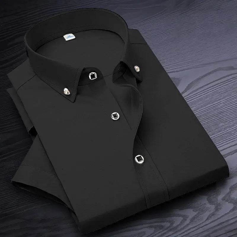 GOZBKF Men's Short Sleeve Dress Shirt - Solid Colors for Smart Casual Wear - Buy Center US