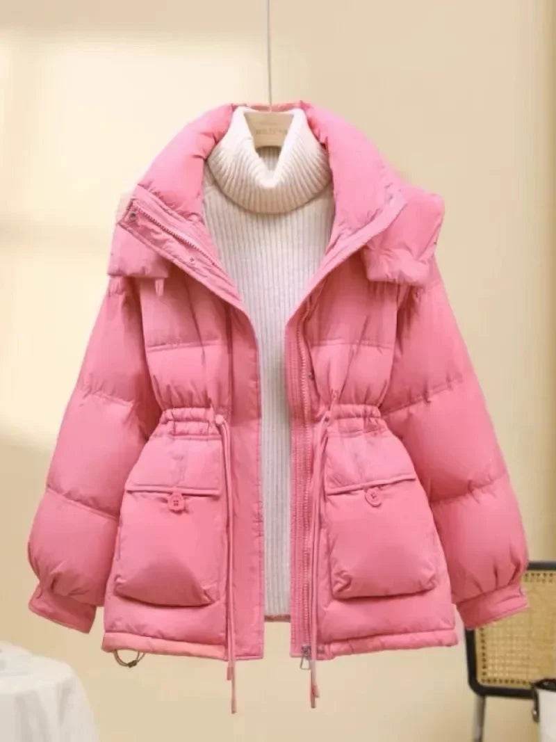 Women's Puffer Jacket - Warm Korean Style, White Duck Down Coat - Buy Center US