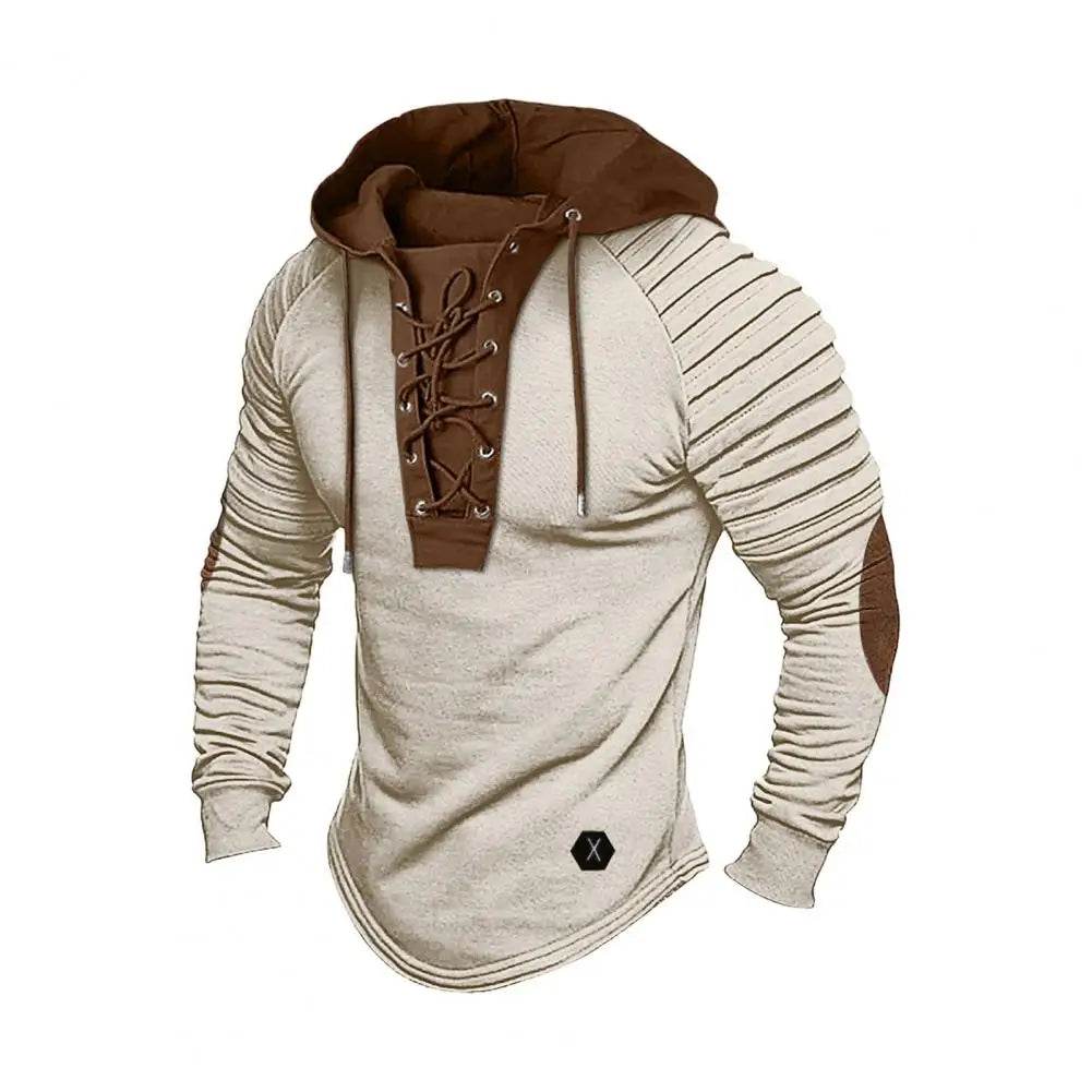 Men’s Spring Fall Colorblock Hoodie - Casual Long Sleeve Pullover Top - Buy Center US