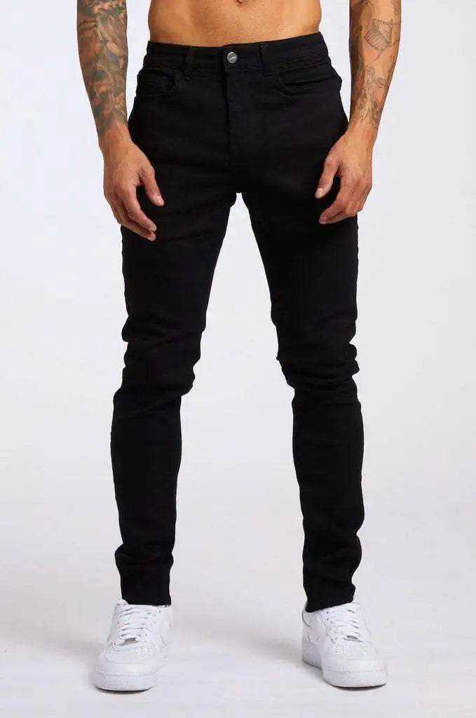 Casual Solid Color Stretch Jeans for Men - Slim Fit Work Trousers - Buy Center US