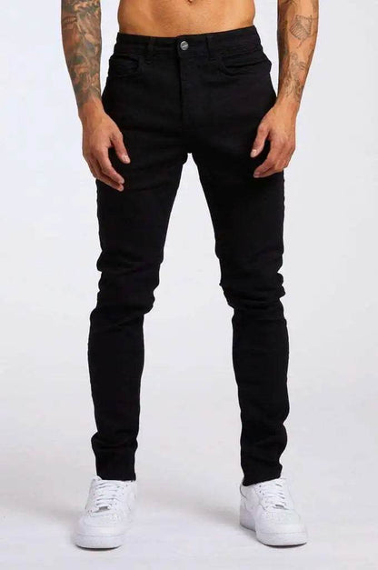 Casual Solid Color Stretch Jeans for Men - Slim Fit Work Trousers - Buy Center US