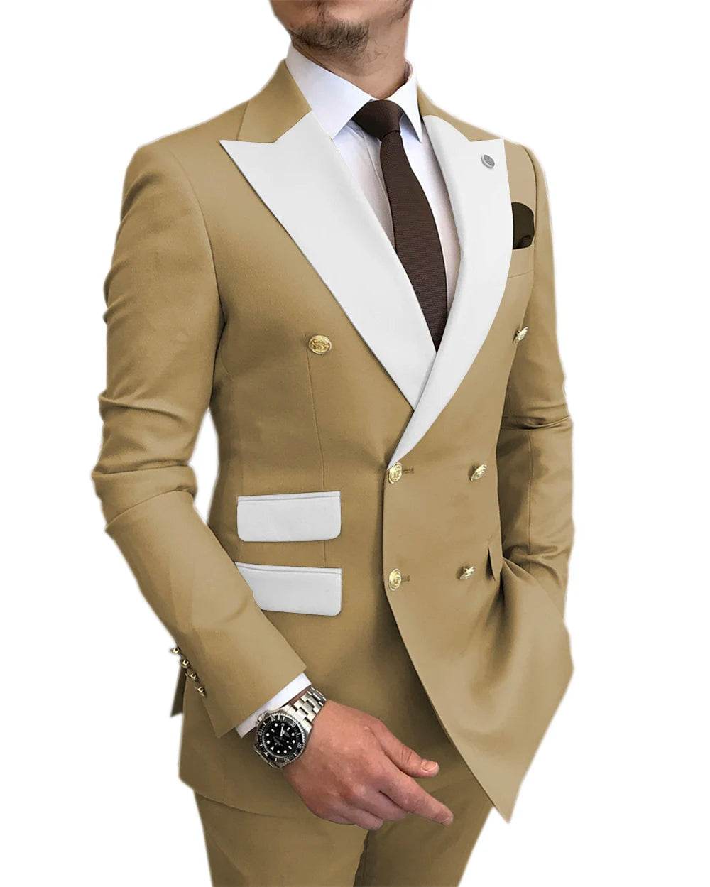 Elegant Light Blue Smoking Jacket & Pants Set for Men - Gold Buttons Tuxedo - Buy Center US