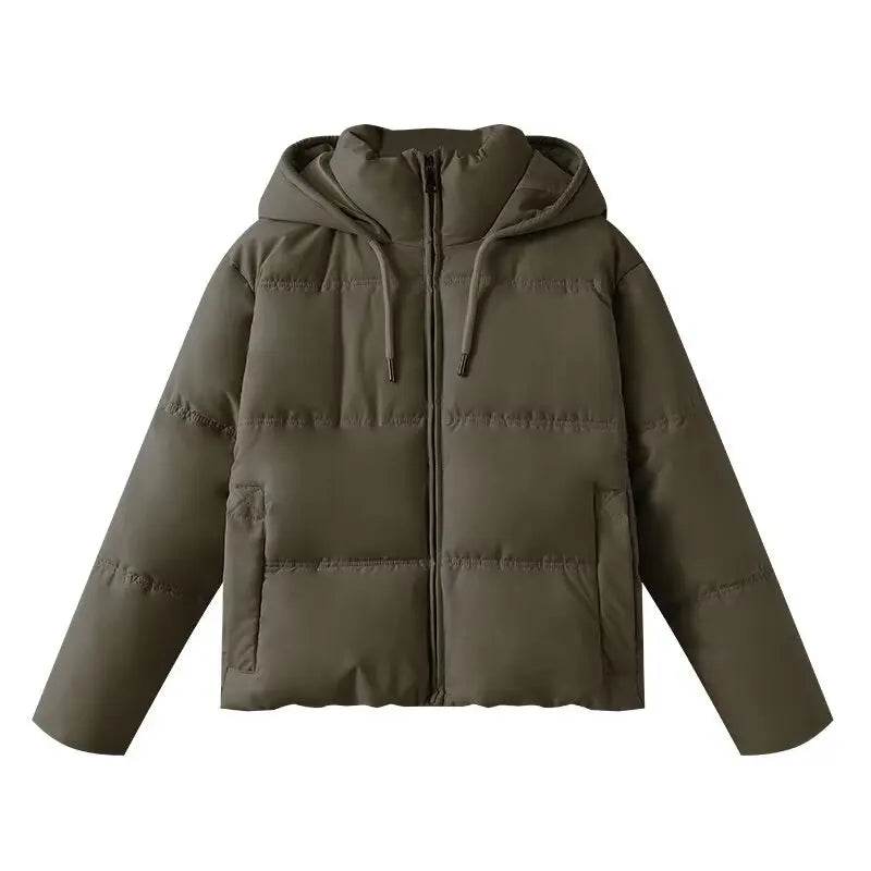 Women's Hooded Zipper Down Jacket - Warm, Stylish & Thick Winter Coat - Buy Center US
