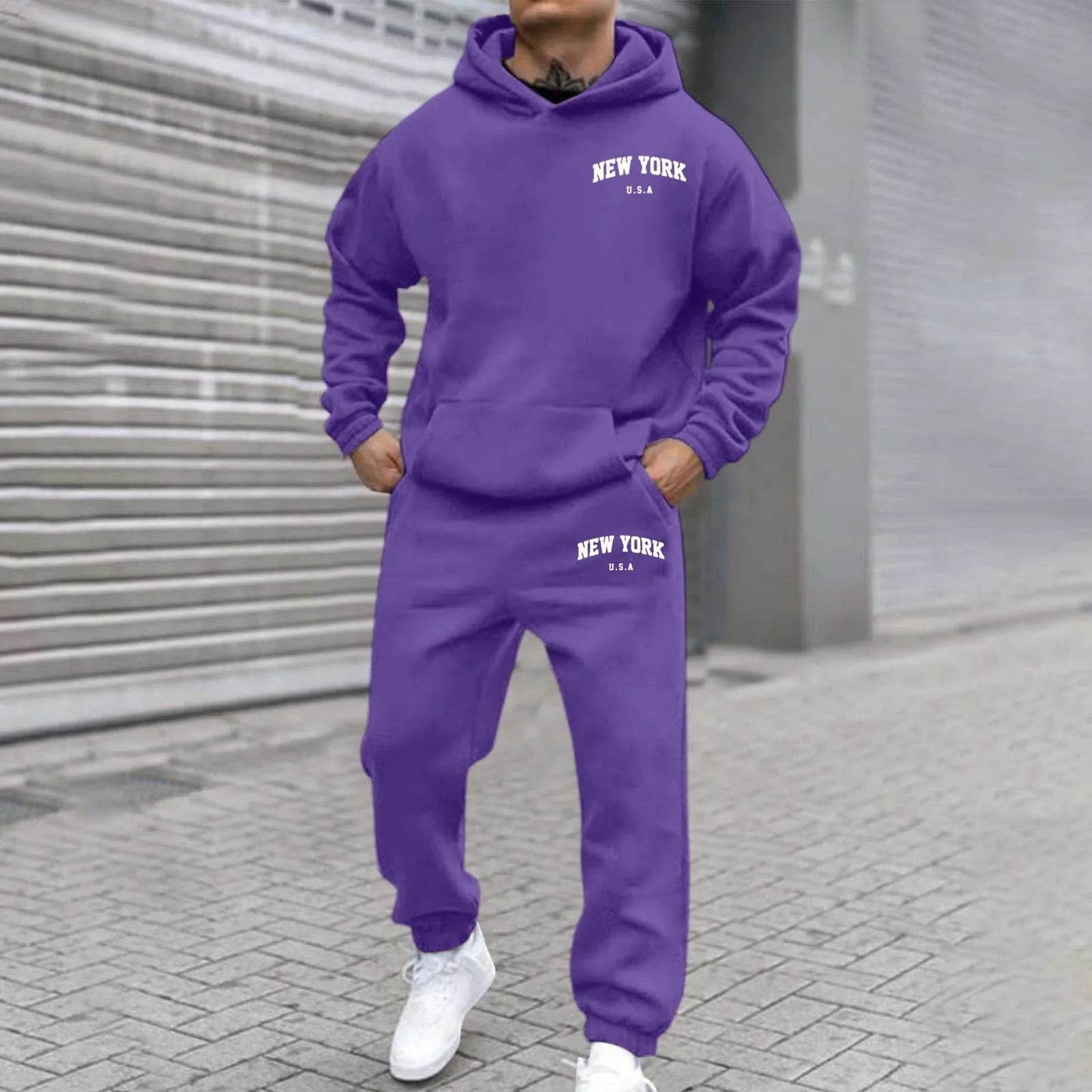 Oversize Men's Tracksuit Set - Autumn Fashion Hooded Sweatshirt & Pants - Buy Center US