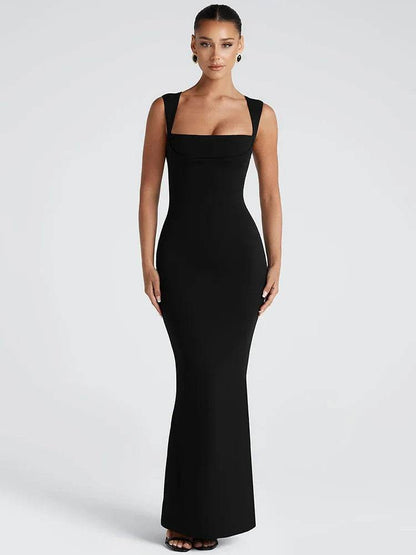Mozision Square Collar Maxi Dress - Sexy Sleeveless High Waist Style - Buy Center US