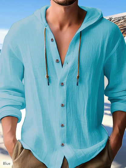 Men's Casual Long Sleeve Linen Shirt - Stylish & Comfortable Spring Top - Buy Center US