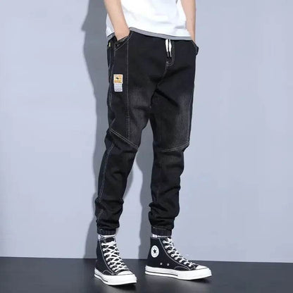 Men's Loose Casual Jeans - Trendy Harlan Splice Trousers for Autumn - Buy Center US
