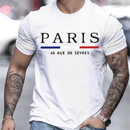 Paris Graphic T-Shirts for Men - Breathable Short Sleeve Casual Tees - Buy Center US