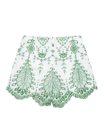 Summer 2024 Women’s 2-Piece Shorts Set - Fashionable Embroidery Blouse - Buy Center US