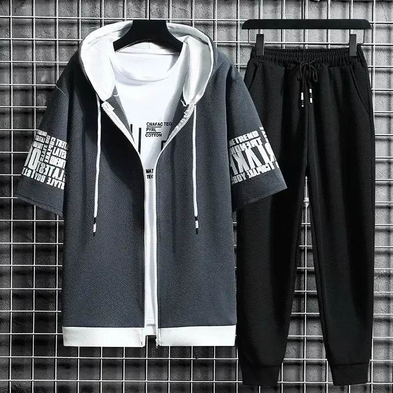 XMSFTD Men's Summer Sports Suit - Casual Hooded T-Shirt & Quick-Dry Pants - Buy Center US