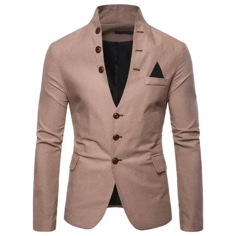 Men's Slim Fit Blazer - Casual Multi-Button Stand-Up Collar Jacket - Buy Center US