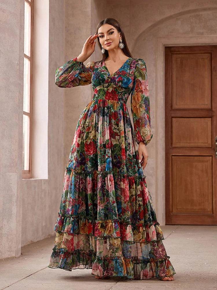 TOLEEN 2024 Floral Print Maxi Dress - Elegant Boho Style for Women - Buy Center US