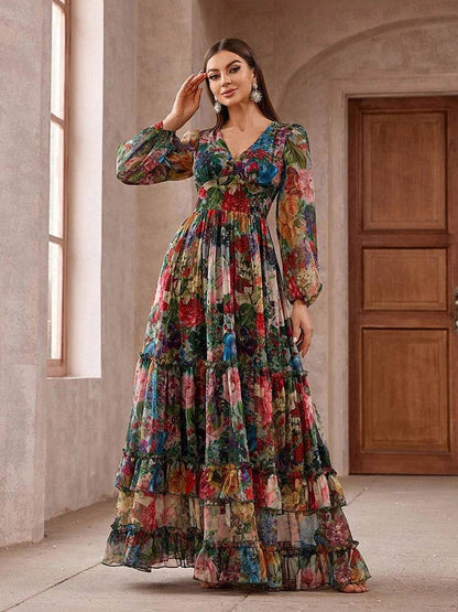 TOLEEN 2024 Floral Print Maxi Dress - Elegant Boho Style for Women - Buy Center US
