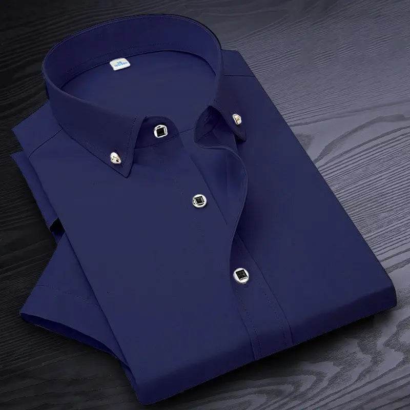 GOZBKF Men's Short Sleeve Dress Shirt - Solid Colors for Smart Casual Wear - Buy Center US
