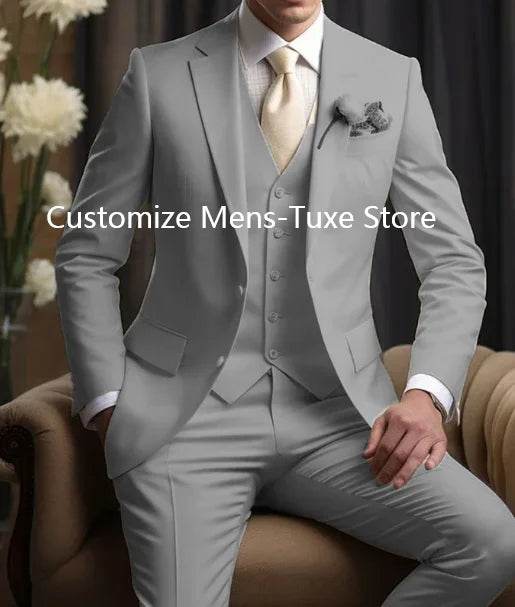 Elegant Men's Wedding Suit - Slim Fit 3-Piece Blazer, Pants & Vest - Buy Center US