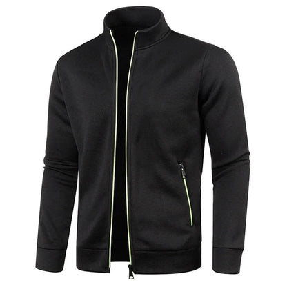 Men's Casual Zipper Hoodie - Stylish Black/Green/Gray Color Block Sweatshirt - Buy Center US