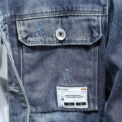 Luxury Men's Denim Cardigan Jacket - Spring Autumn Harajuku Style Coat - Buy Center US