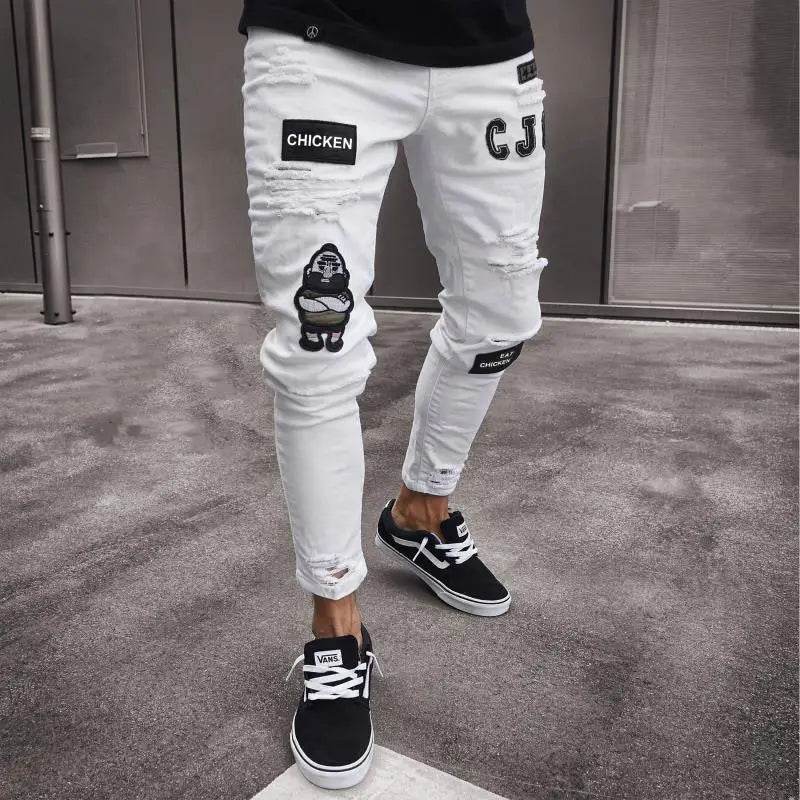 Men's Stretch Skinny Jeans - Grey Blue Black Hip Hop Denim Trousers - Buy Center US