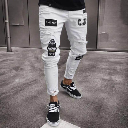 Men's Stretch Skinny Jeans - Grey Blue Black Hip Hop Denim Trousers - Buy Center US