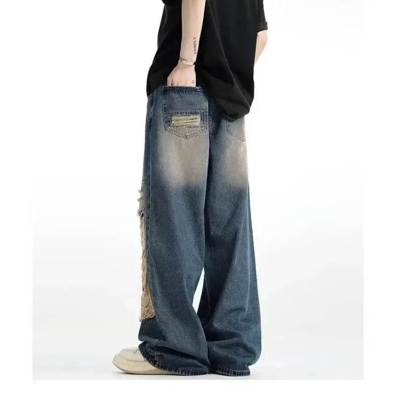 Donsignet Women's Vintage High Waist Ripped Wide Leg Jeans - Buy Center US