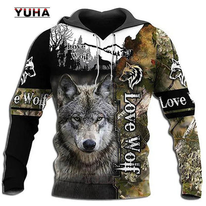 Retro Wolf Tattoo Vegvisir Hoodie - Black & White 3D Print for Men - Buy Center US