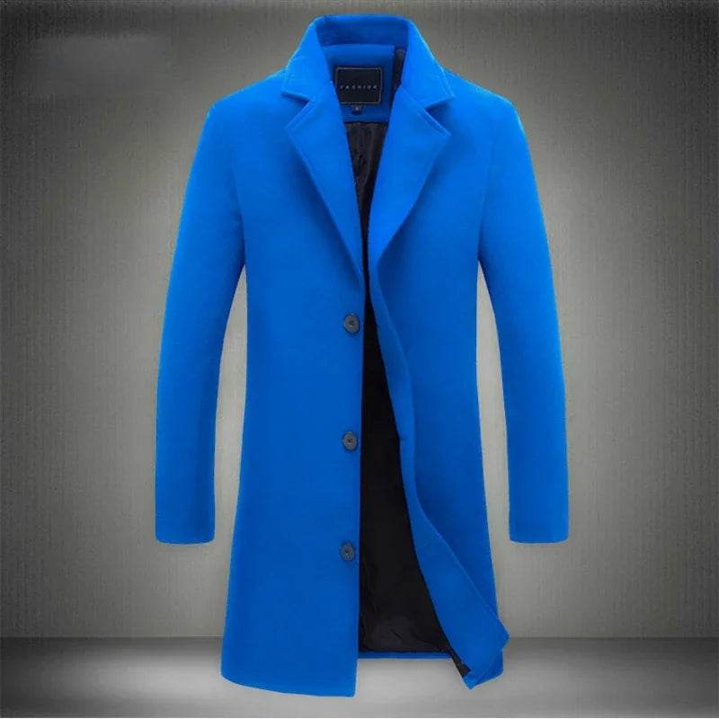 2025 Autumn Winter Men’s Long Cotton Blend Jacket - Casual Slim Fit - Buy Center US