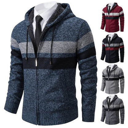 ENWEIGE Men's Hooded Sweater Coat - Warm Velvet Padded Knit Cardigan - Buy Center US