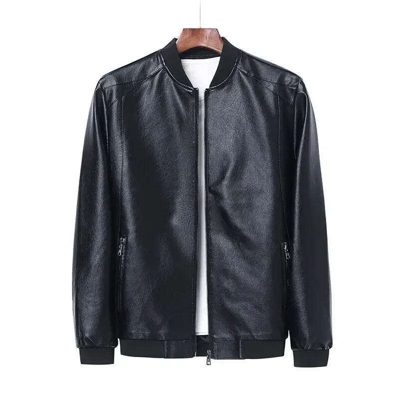 2024 Autumn Men’s Black PU Leather Biker Jacket - Slim Fit Casual Style - Buy Center US