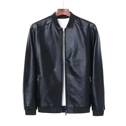 2024 Autumn Men’s Black PU Leather Biker Jacket - Slim Fit Casual Style - Buy Center US