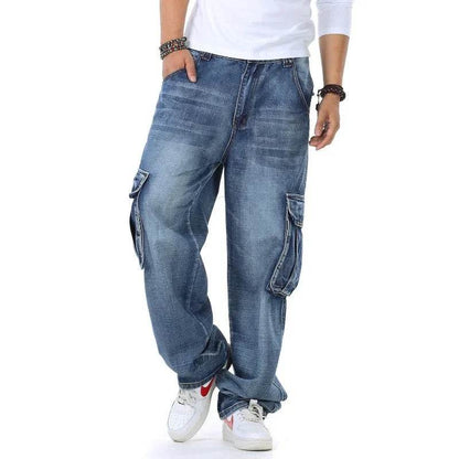 DOIYTT Men’s Baggy Jeans - Large Size, Multi-Pocket Denim Trousers - Buy Center US
