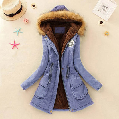 Women's Plus Size Warm Hooded Parka - Fleece Lined Mid-Length Jacket - Buy Center US