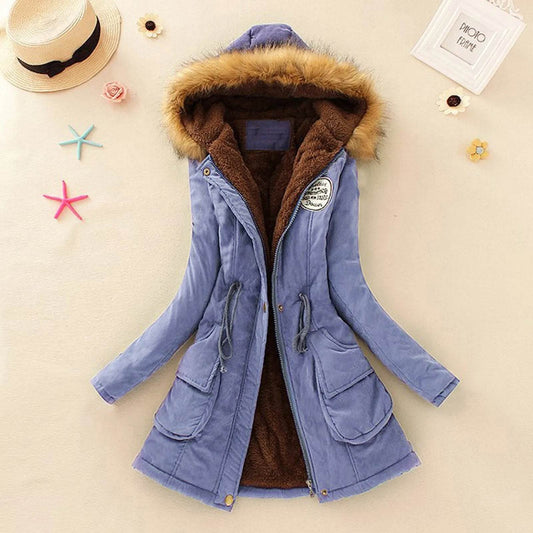 Women's Plus Size Warm Hooded Parka - Fleece Lined Mid-Length Jacket - Buy Center US