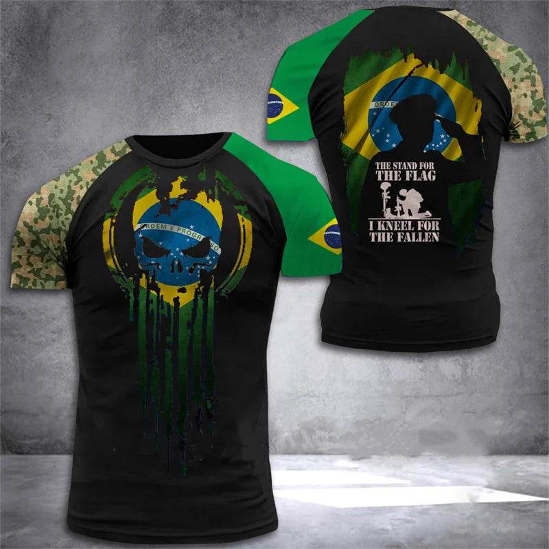 Brazil Flag 3D Print Men's T-Shirt - Casual Summer Oversized Tee - Buy Center US