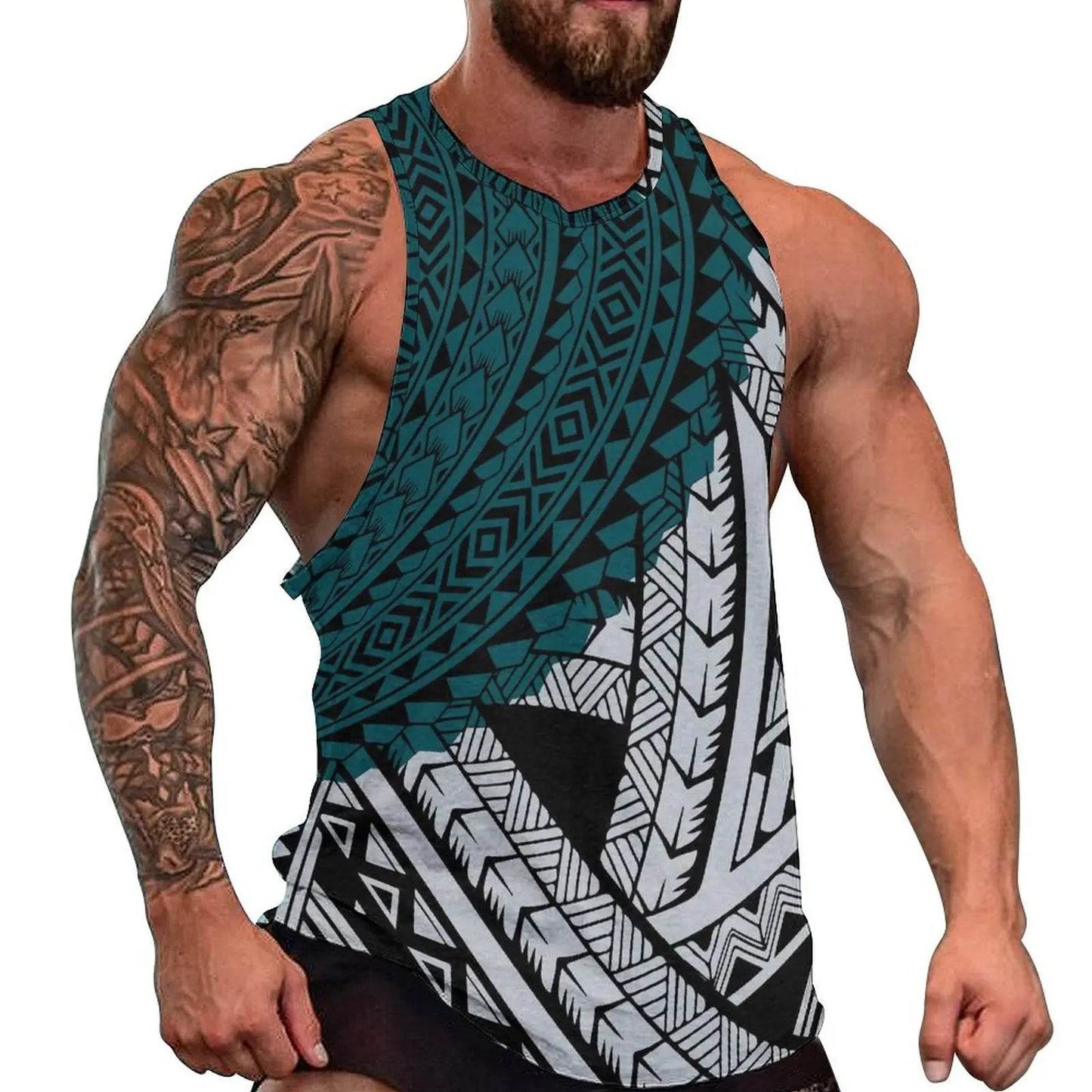 Samoan Men's Beach Vest - Polynesian Design for Summer Travel - Buy Center US