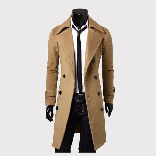 Men's Slim Fit Casual Woolen Jacket - Double Breasted for Autumn/Winter - Buy Center US
