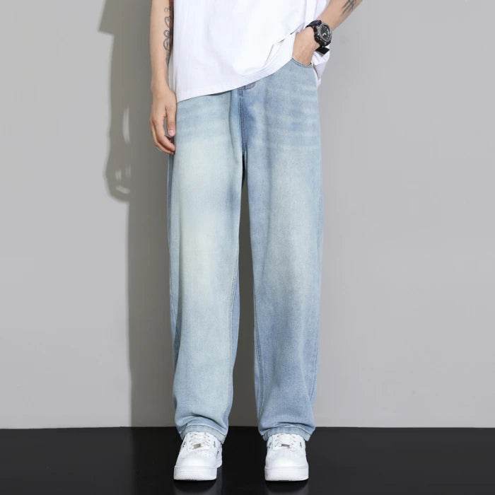 2024 Spring Summer Loose Light Blue Jeans for Men - Fashion Casual Denim - Buy Center US