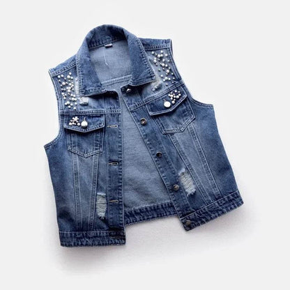 Women's Ripped Denim Vest - 2025 Spring Summer Sleeveless Jacket - Buy Center US