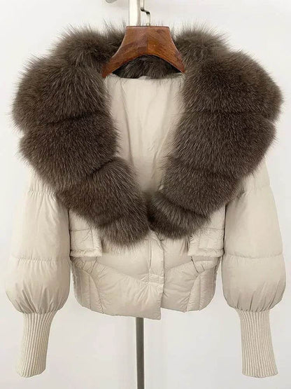 Elegant Casual Women’s Raccoon Fur Collar Coat - Winter Jacket 2024 - Buy Center US