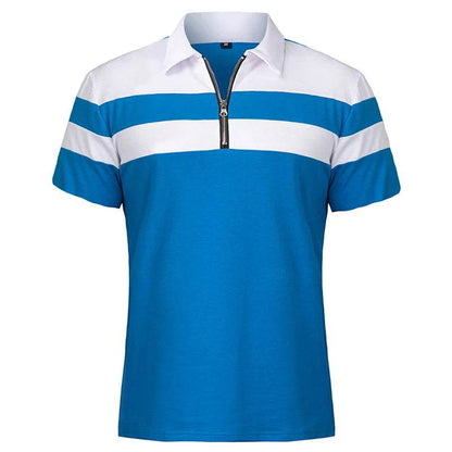 ReFire Gear Men's Casual Summer Polo - 1/4 Zip, Contrast Striped Style - Buy Center US