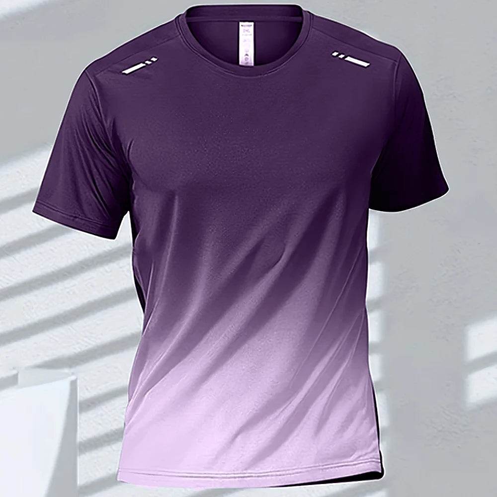 Men's Quick-Dry Gradient Sports T-shirt - Lightweight Short Sleeve Tee - Buy Center US