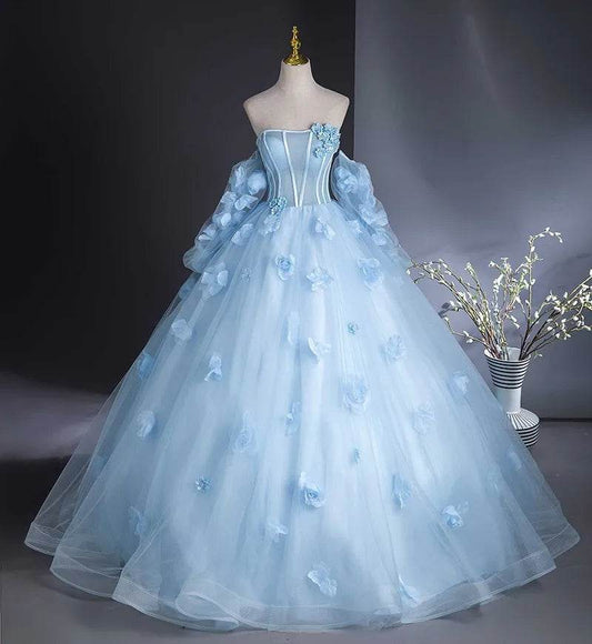 Maria Novia Light Blue Quinceanera Dress - Strapless Ball Gown Style - Buy Center US